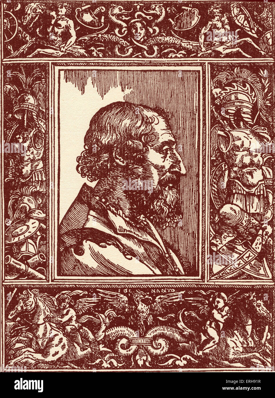 Ludovico Ariosto - aus engravin, 1535. Italienischer Dichter. 8 September 1474 – 6 Juli 1533. Stockfoto
