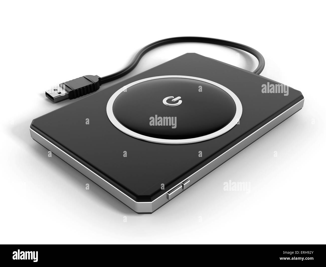 Portable Festplatte isoliert auf weißem Hintergrund Stockfoto
