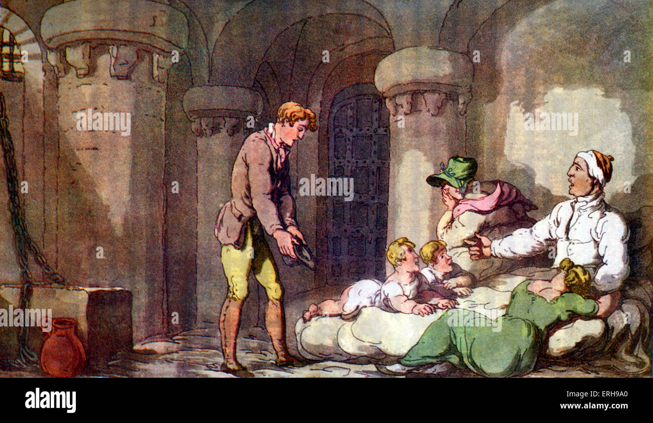 Vicar of Wakefield von Oliver Goldsmith. "Inländischen Anordnung im Gefängnis" von Thomas Rowlandson, britischer Maler: 1757-1827. OG: Stockfoto