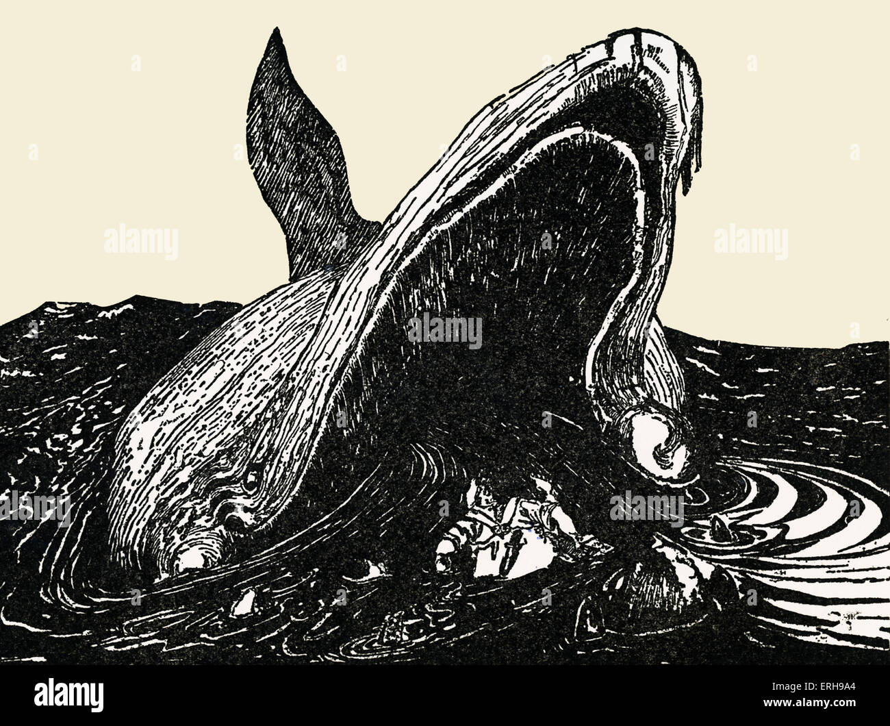 Nur So Geschichten von Rudyard Kipling. Der Wal, schlucken die Mariner. Schwarz und weiß-Abbildung von Rudyard Kipling, Englisch Stockfoto