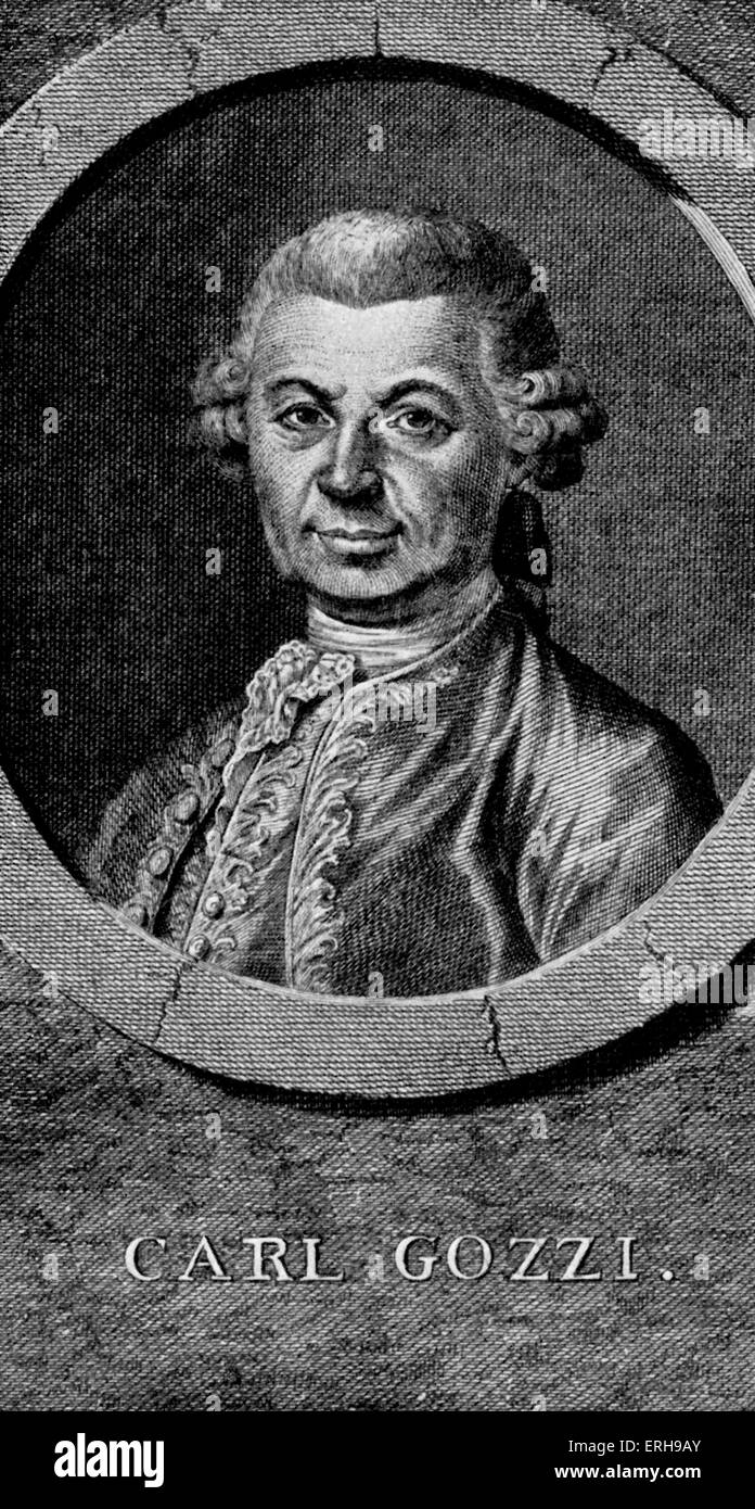 Carlo Gozzi - vom Kupferstich von Enders nach Zeichnung von Bertoldi. CZ: Italienische Dramatiker (1720-1806); Autor von der absurden Stockfoto