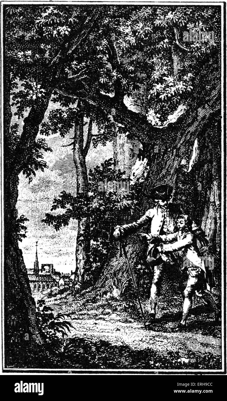 "Émile Ou De l 'Éducation" von Jean-Jacques Rousseau. Illustration aus Gravur von Delvaux nach Zeichnung von Moreau der jüngere. Stockfoto