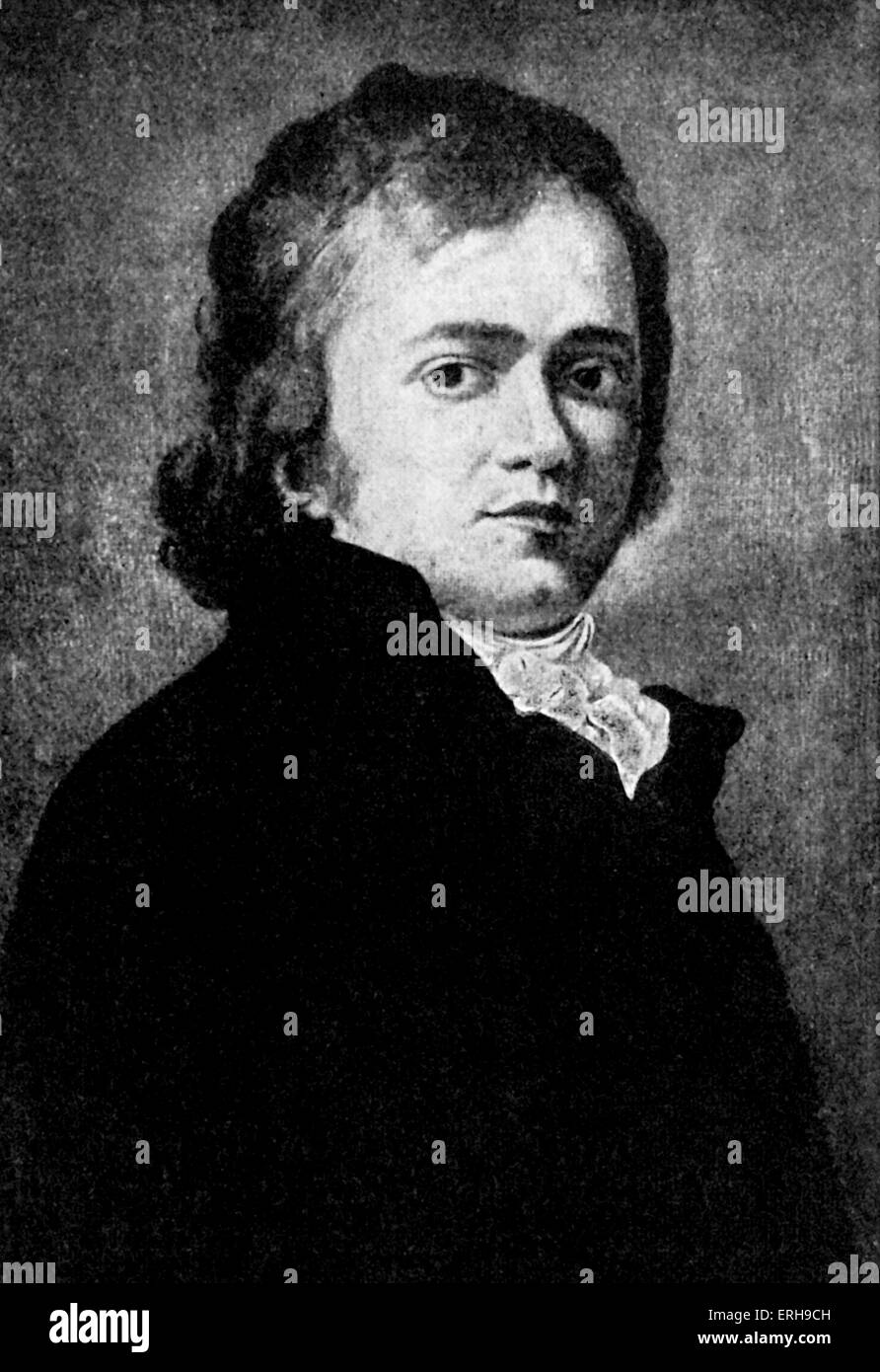 Andre Chenier - Porträt. Französischer Dichter, 30. Oktober 1762 - 25. Juli 1794. Guillotine - französische Revolution-Verbindung. Die Oper basiert auf seinem Leben. Stockfoto