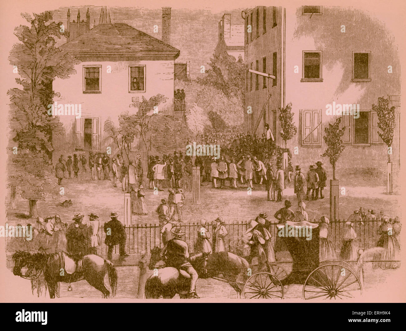 19. Jahrhundert lynchen in Kentucky Gerichtsgebäude. Künstler unbekannt, 1860er Jahre. Stockfoto