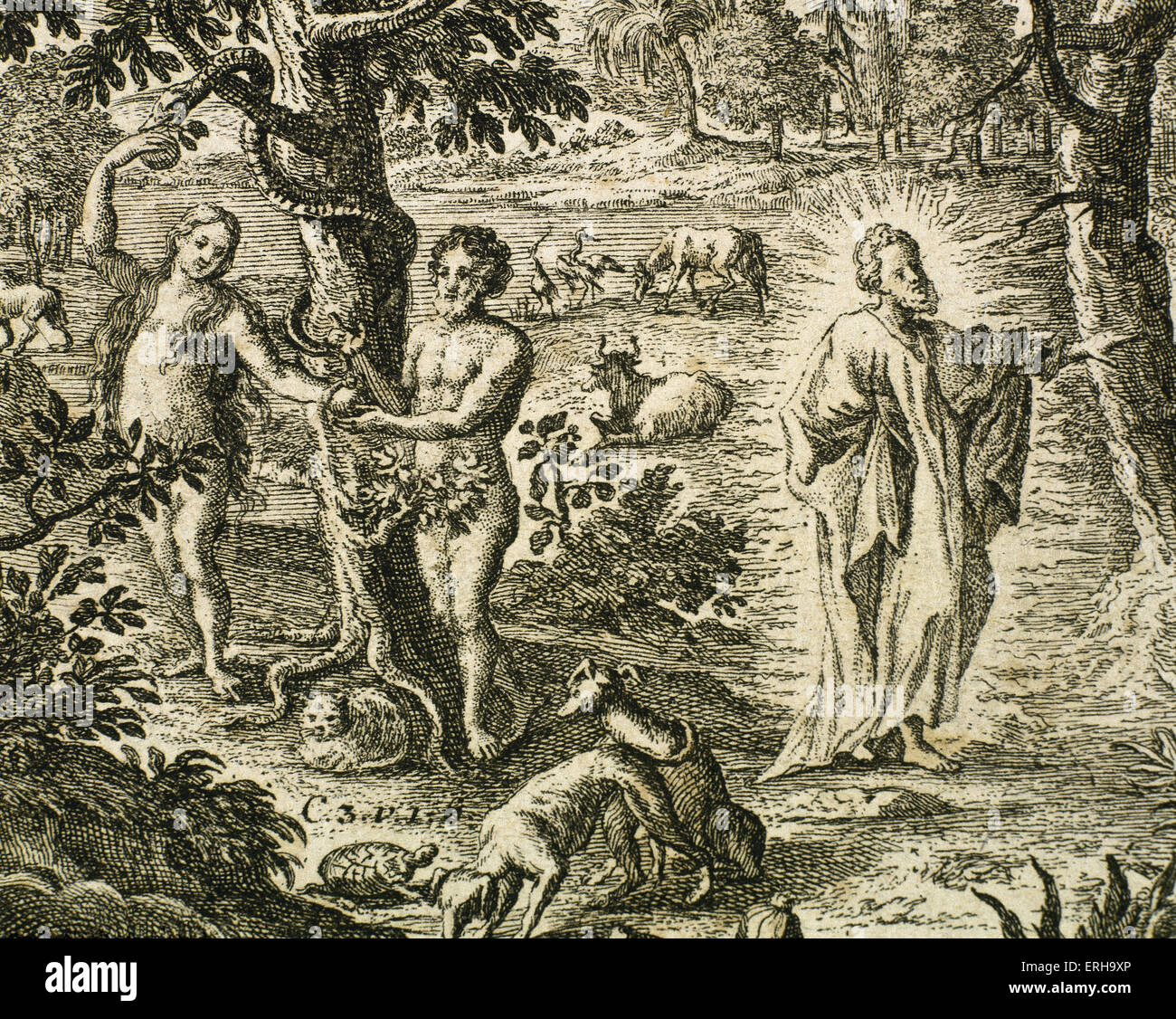 Alten Testament Erbsunde Adam Und Eva Gott Ungehorsam Aus Dem Garten Eden Verbannt Gravur Buch Der Genesis Stockfotografie Alamy