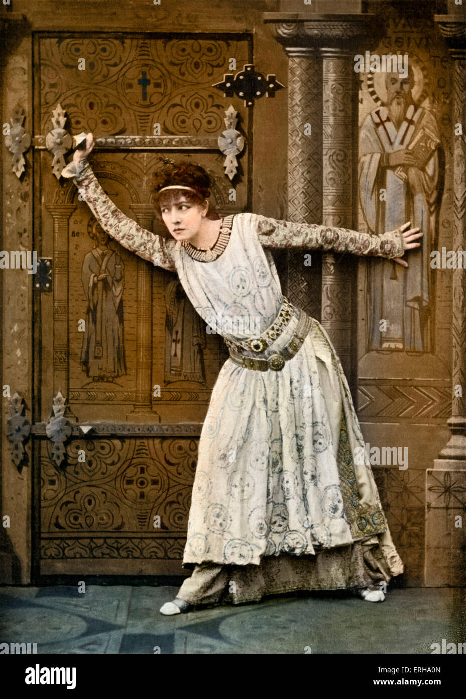 Sarah Bernhardt in der Titelrolle von Sardouss Theodora Premiere auf das Théatre De La Porte Saint-Martin-Libretto von Stockfoto