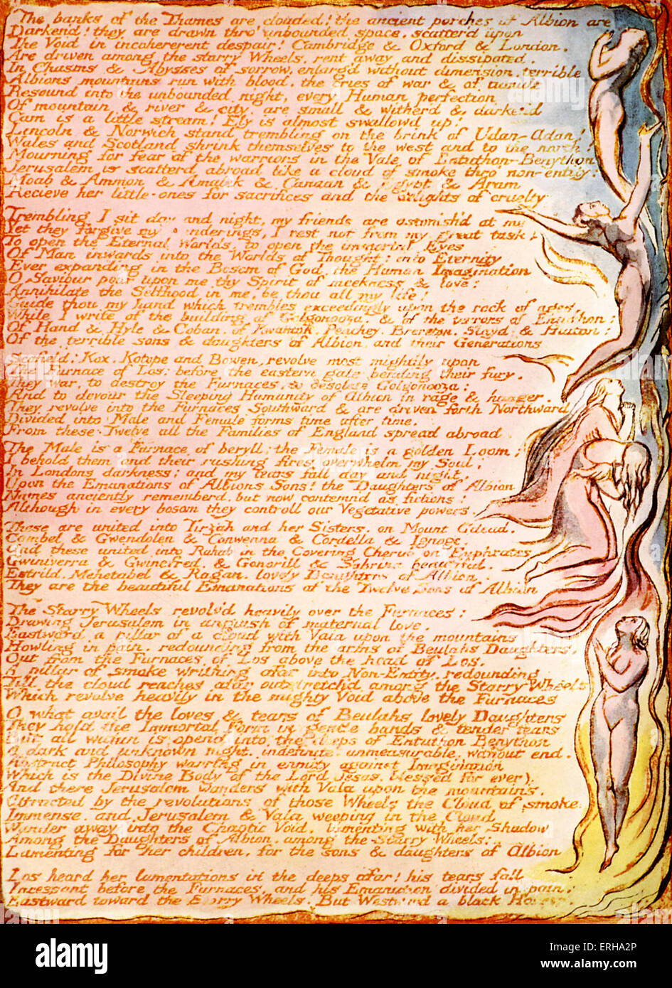 "Jerusalem" von William Blake, 1804-1820. Seite 5 des Manuskripts. Englisch Dichter, Maler und Grafiker: 28. November 1757 — 12 Stockfoto