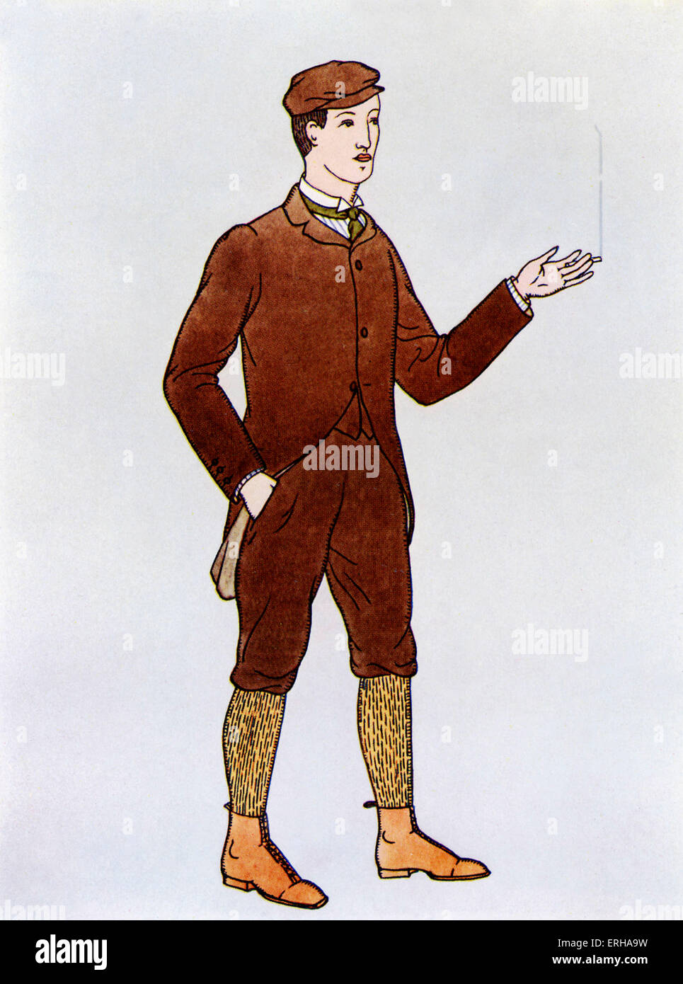 Gentleman mit einem geknoteten Krawatte c.1892. In der späten viktorianischen Ära war es Mode, geknotete Krawatten oder fliegen, mit sport Stockfoto