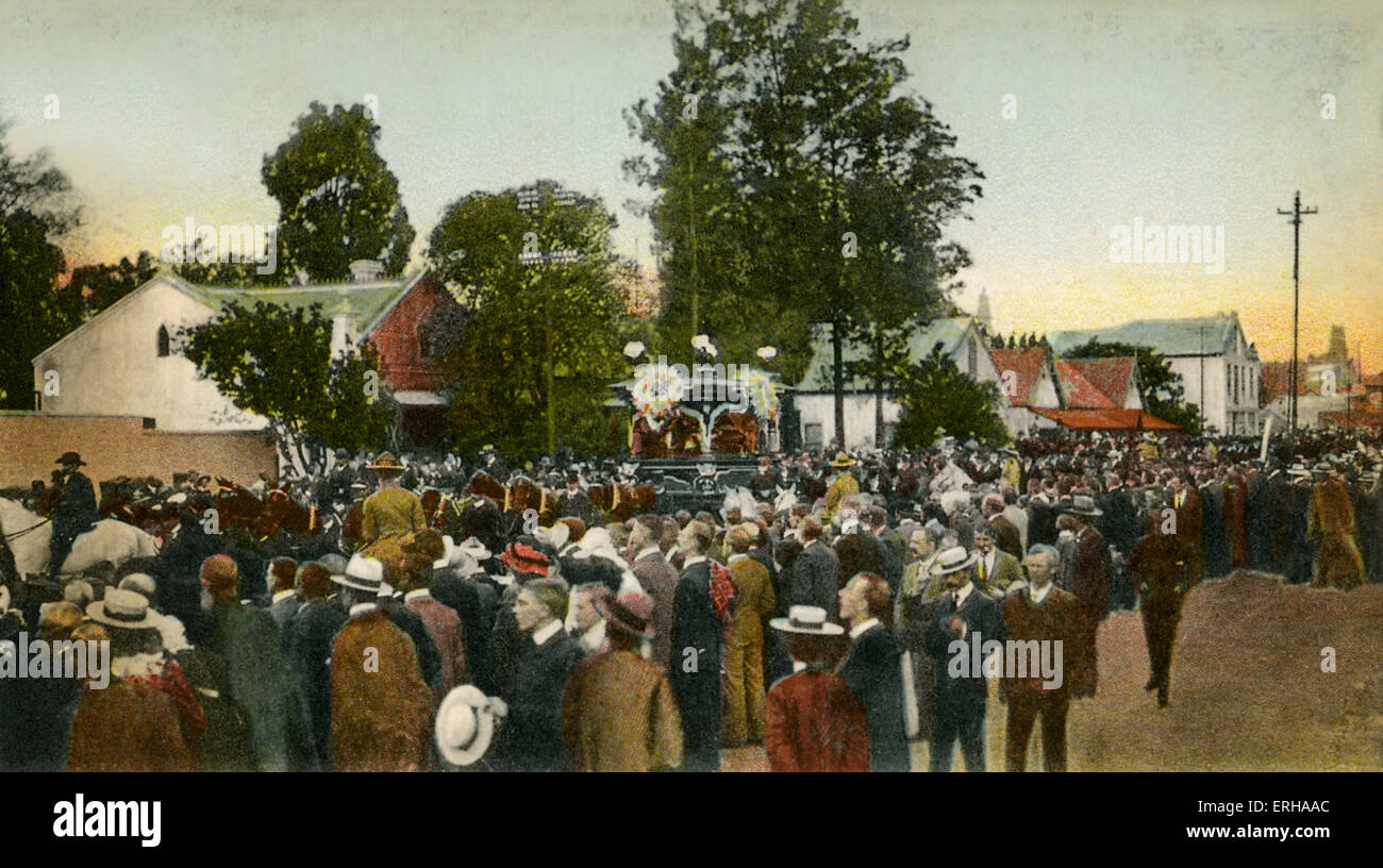 Die Beerdigung von Präsident Paul Kruger (1825-1904). Krüger hatte führen Transvaal in des Zweiten Burenkrieges (1899-1902), und starb in Stockfoto