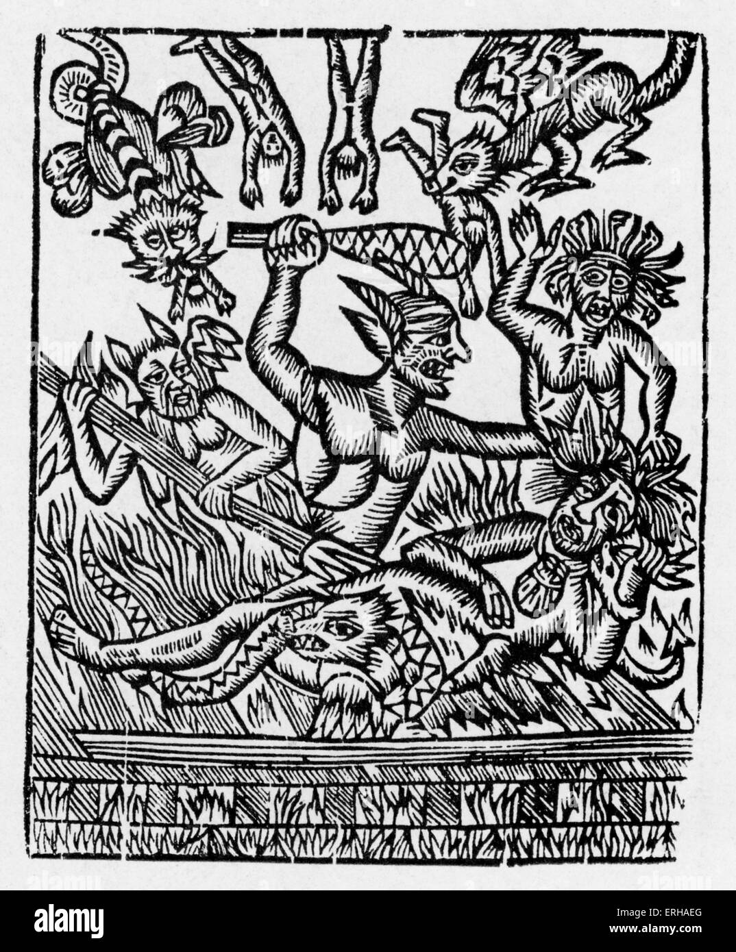 La Danse Macabre - Holz Gravur von Guyot Marchant, 1486, Paris gedruckt. Kopiert von Jehan Lecocq, Troyes, 1539 und Garnier, Stockfoto