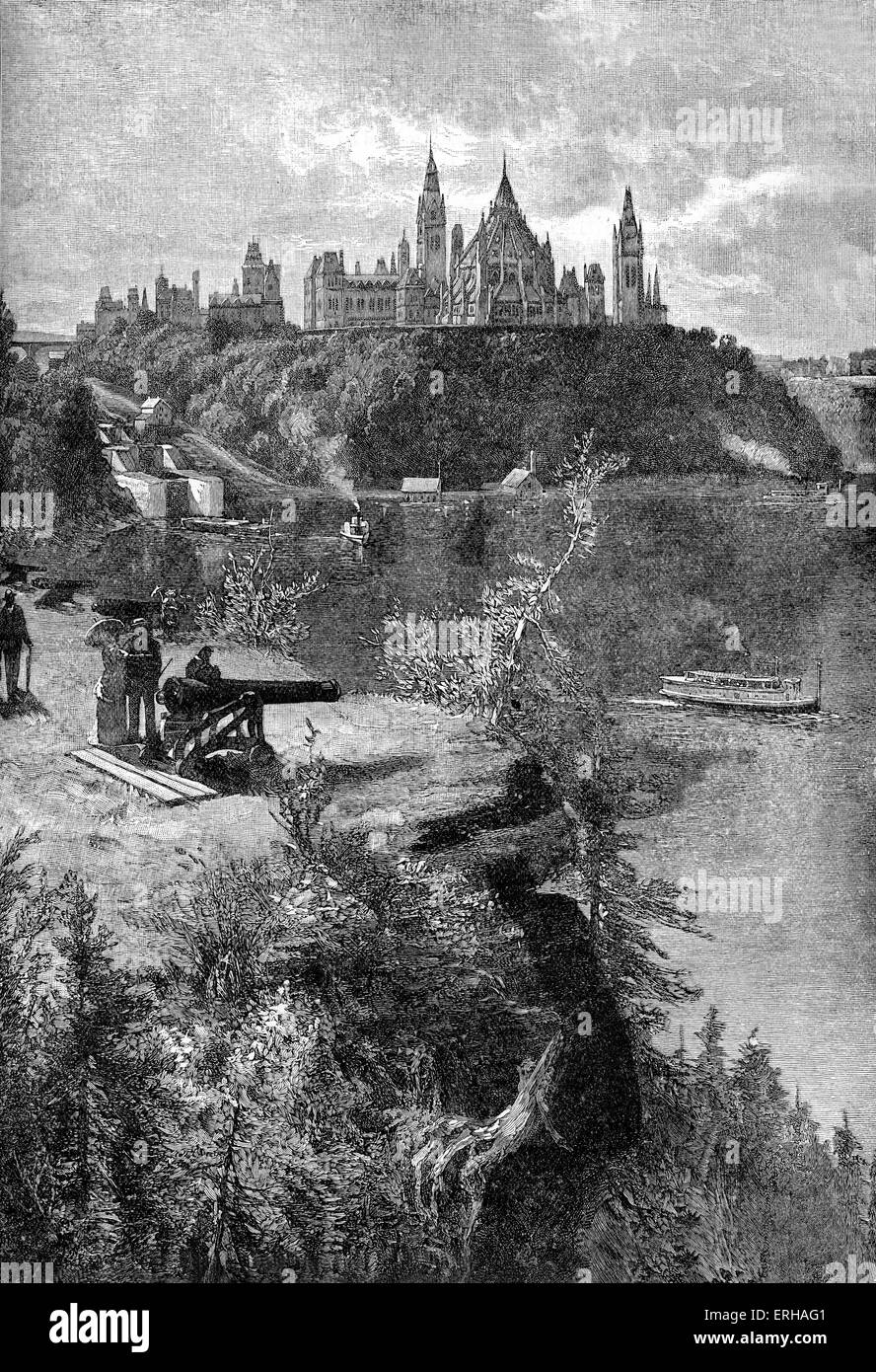 Häuser des Parlaments / Parliament Hill / Colline du Parlement, Ottawa. Beispiel für die Wiederbelebung der Gotihc. In der Mitte des 19. gebaut Stockfoto
