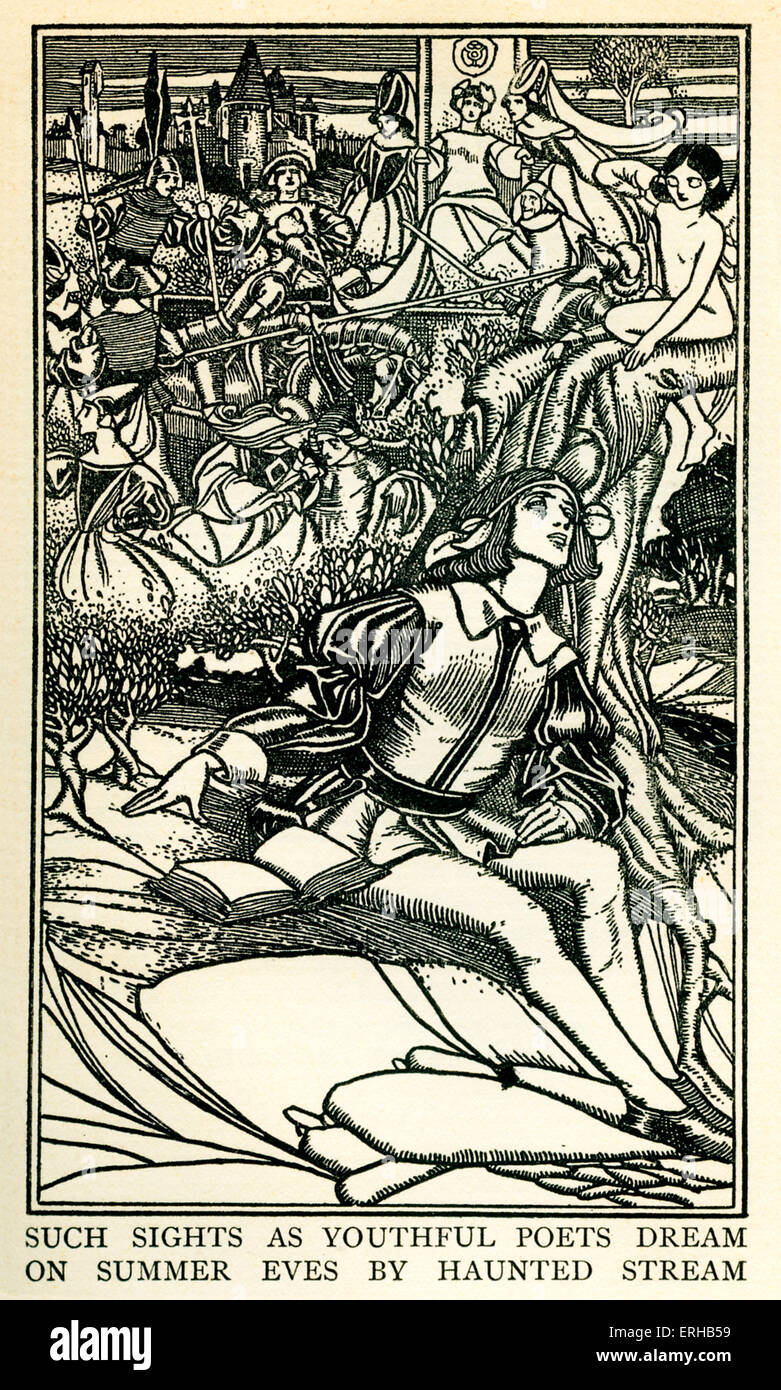 L von John Milton (1608-1674). I'Allegro (Italienisch: "der glückliche Mann") erscheint ein pastorales Gedicht mit Miltons 1645 Stockfoto