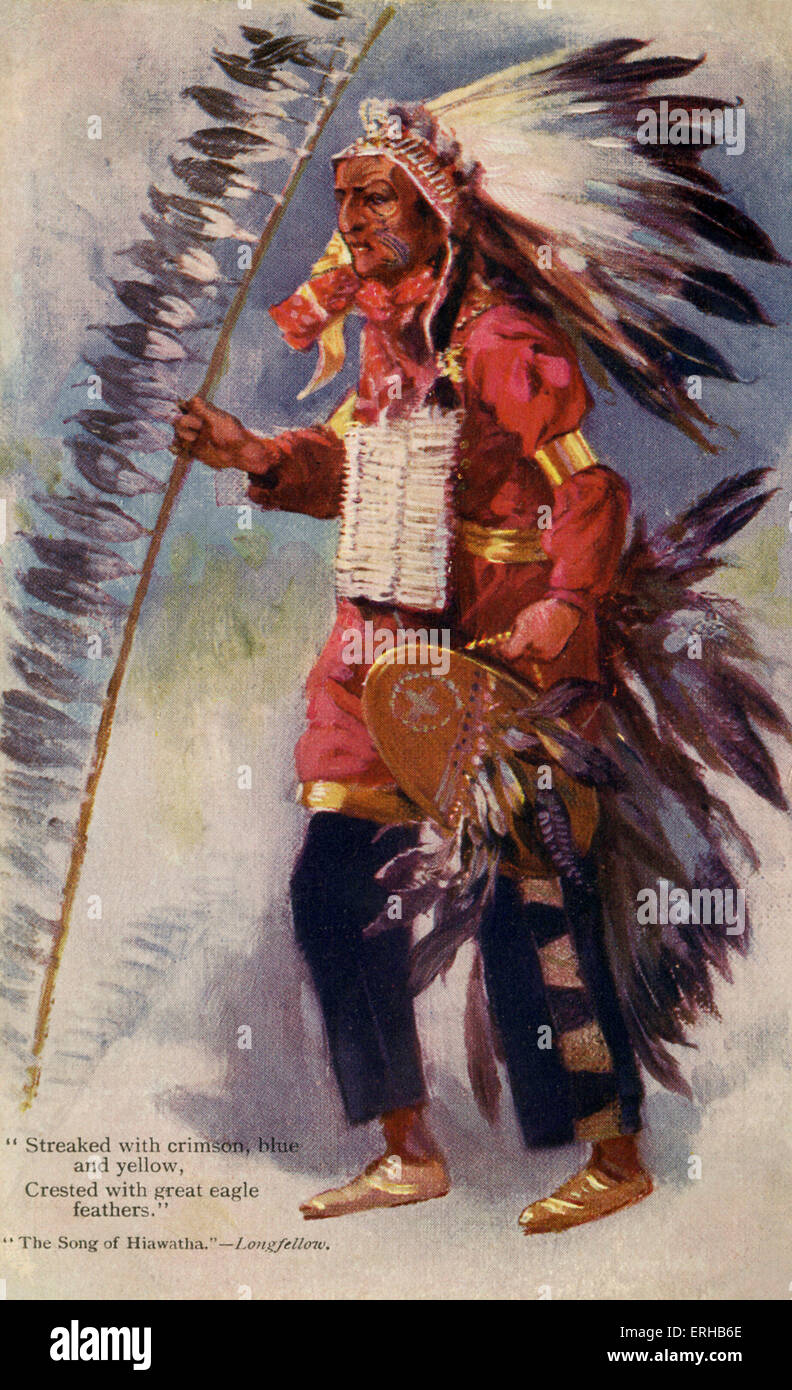 Indianer gekleidet als Hiawatha. Hiawatha, eine legendäre Figur war ein Anhänger der "Der große Friedensstifter", vereint die Stockfoto