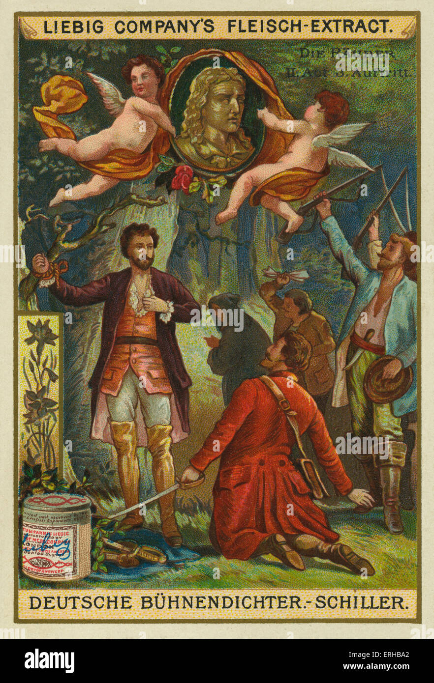 Die Räuber (Räuber sterben) von Johann Christoph Friedrich von Schiller - Akt II, Szene 3 (1871). Liebig-Karte, deutscher Dramatiker, Stockfoto