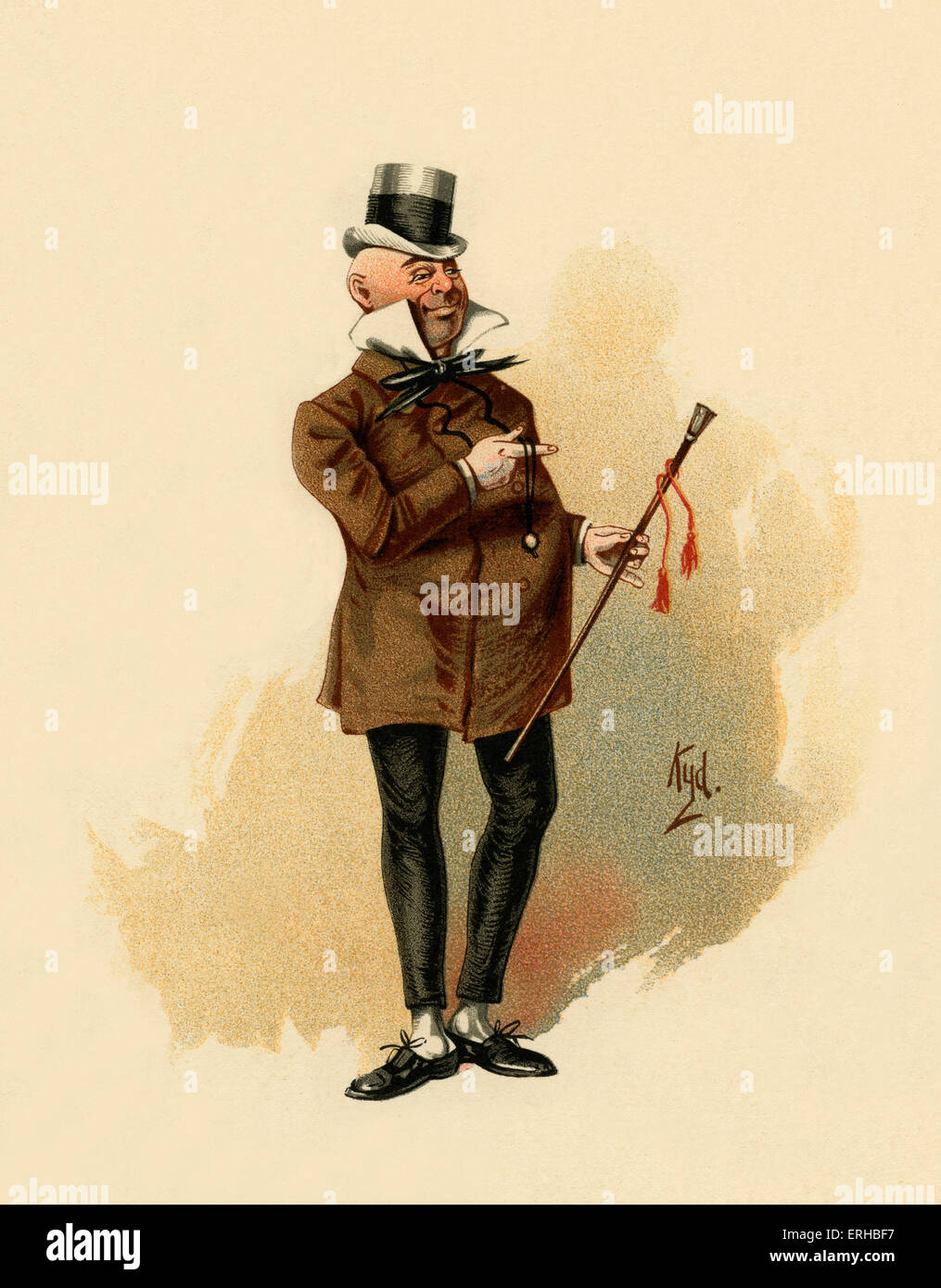 David Copperfield Charles Dickens (1850). Illustration von Herrn Micawber.  Bildunterschrift lautet: "[Mr. Micawber] mit einer bestimmten Stockfoto