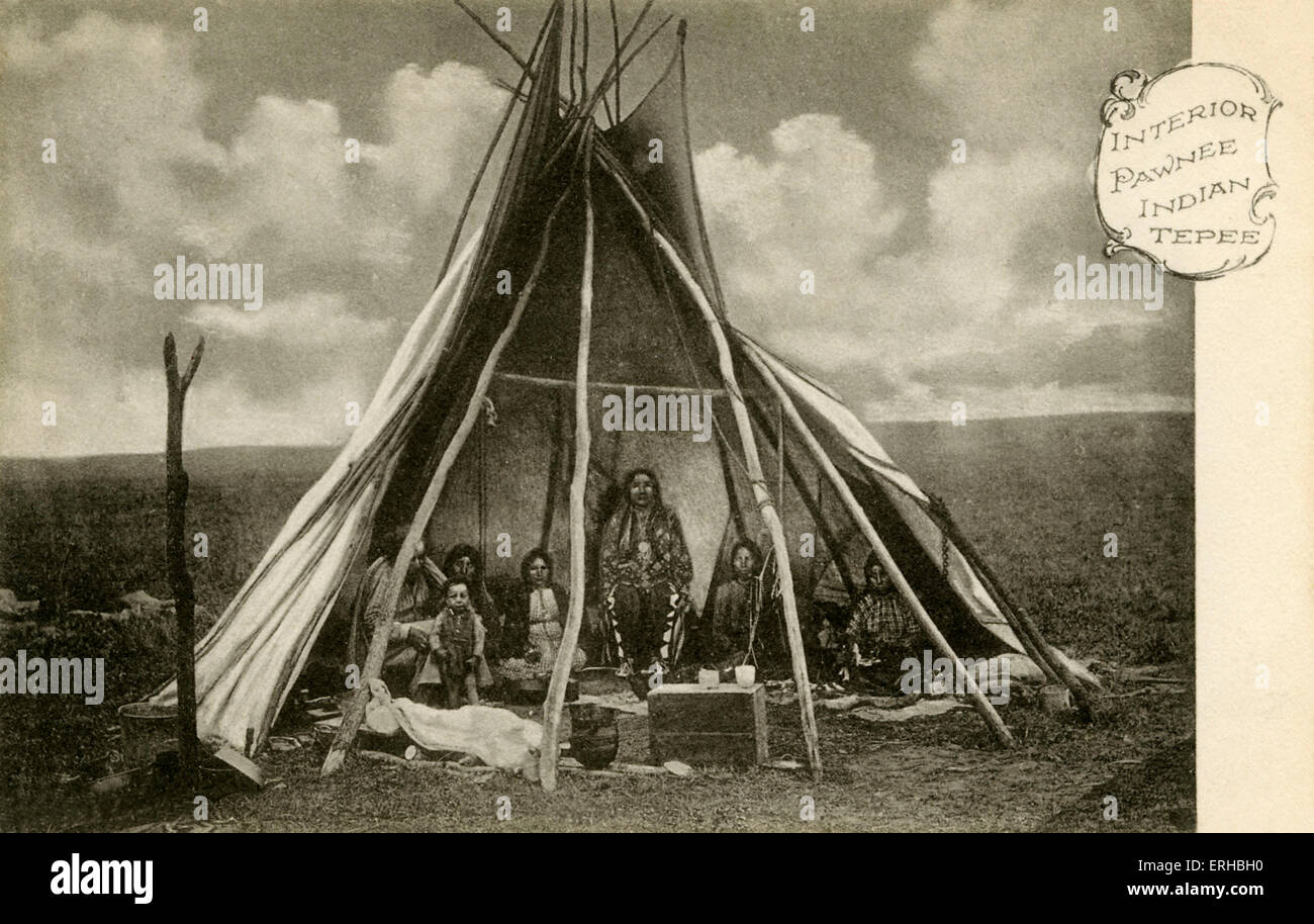 Pawnee Tipi oder Tipi. Die Pawnee Nation sind native Tag Nebraska und nördlichen Kansas zu präsentieren. Tipis wurden nur verwendet, wenn Stockfoto