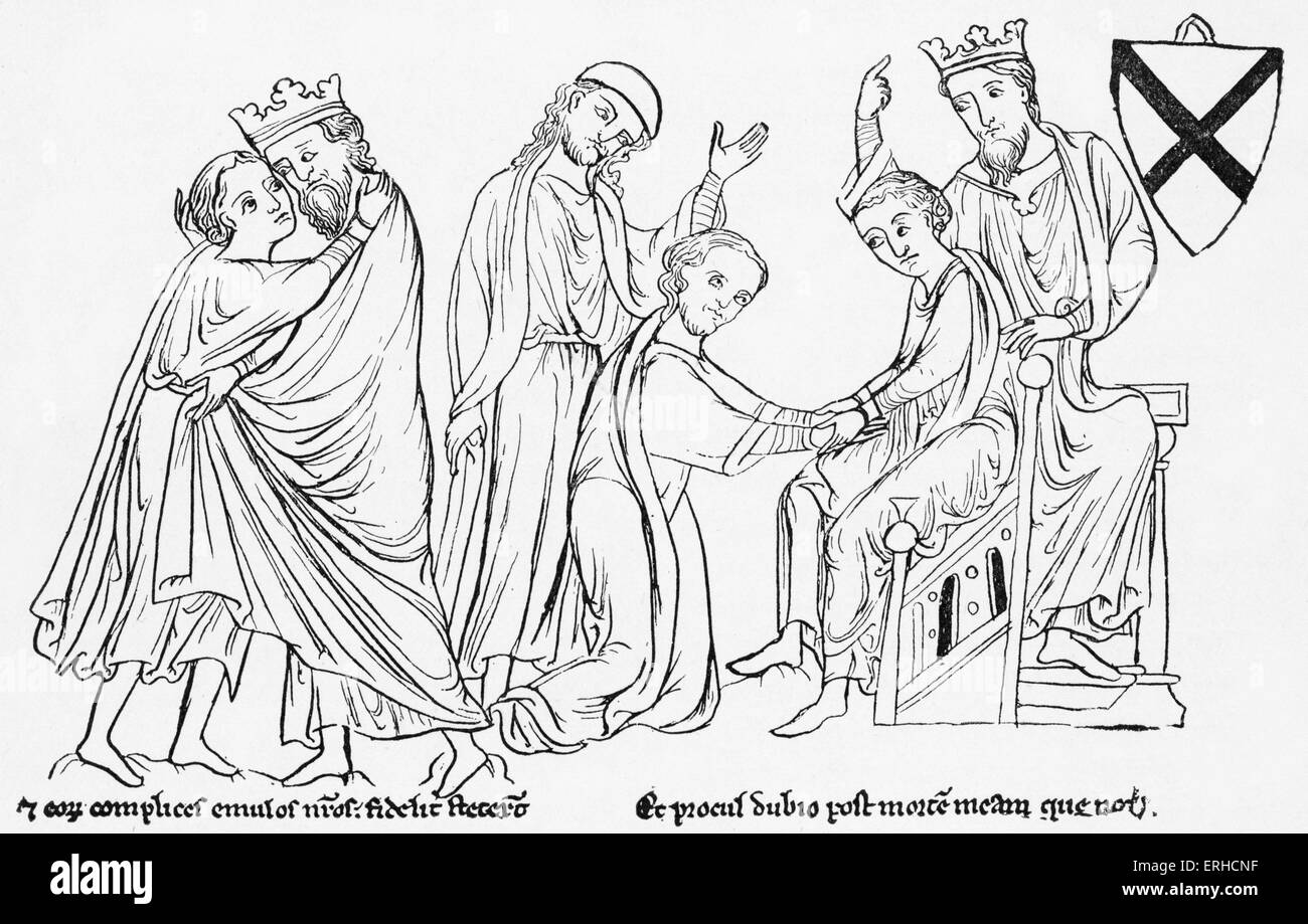 "Vitae Duorum Offarum" / "Das Leben der beiden Offas" von Matthew Paris. 13. Jahrhundert Text basierend auf zwei Könige, Offa von der Stockfoto