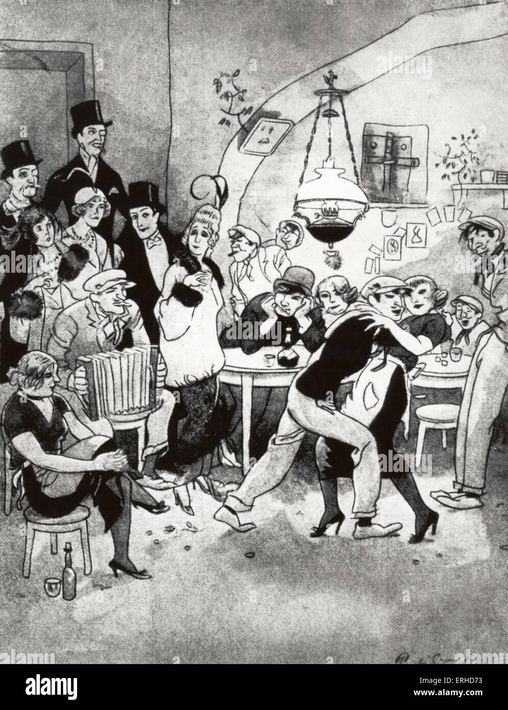 Berlin Nachtclub in 1920 - 'Vornehme Gäste in der Kaschemme', satirische Cartoon von Simmel. Bildunterschrift lautet: "Schnösel kommen slumming Stockfoto