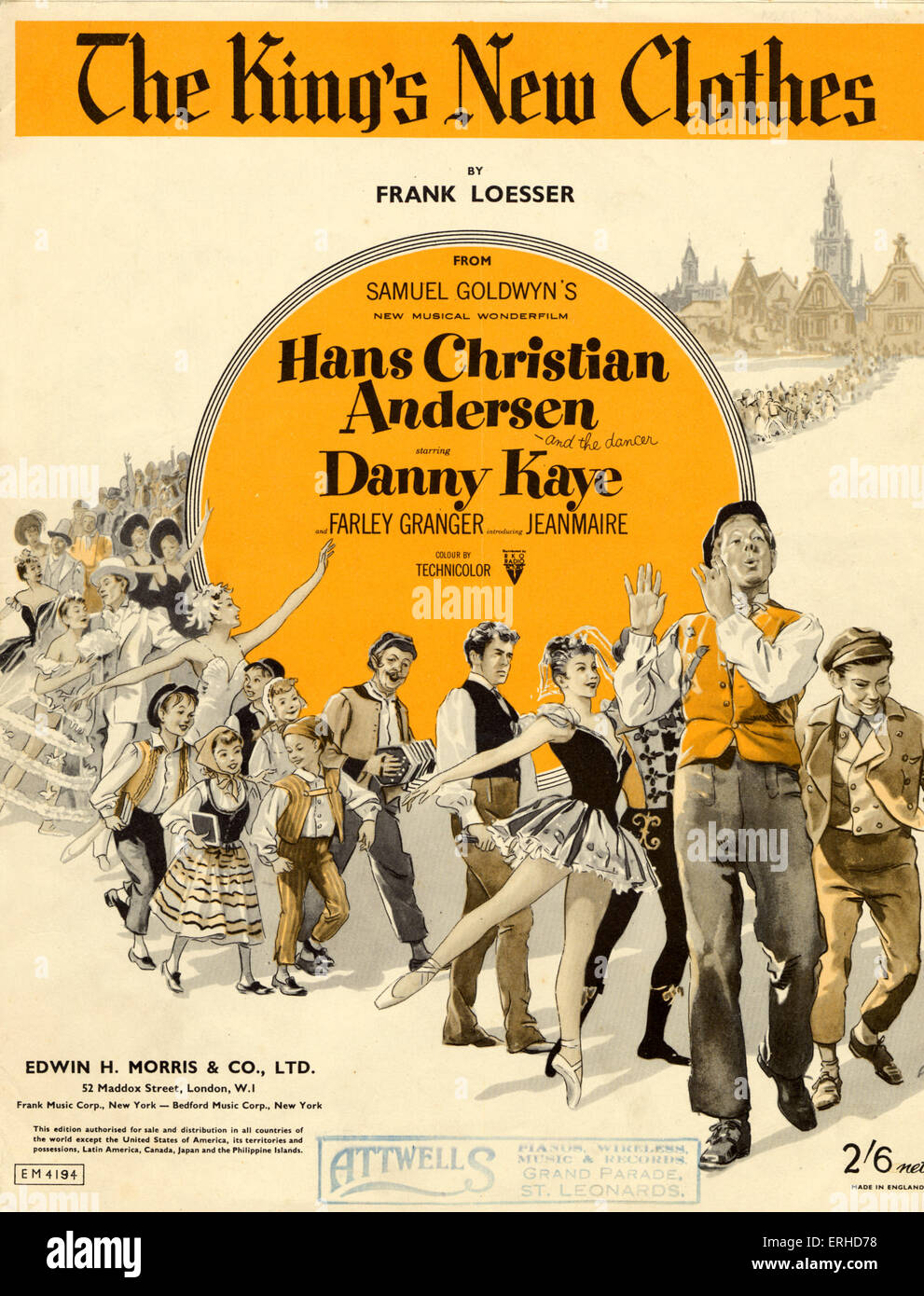 Andersen, Hans Christian - Score zu decken, für die "des Königs neue Kleider" mit Danny Kaye von Samuel Goldwyn Filmproduktion. Stockfoto
