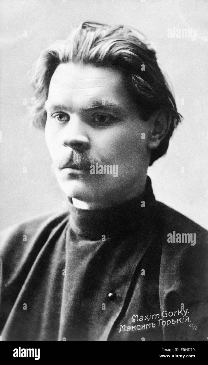 GORKI (oder Gorki), Maxim - Porträt - ursprünglich unter dem Namen Alexei Peshkov, seine angenommene Name bedeutet "Maxim das bittere". Als literarische Figur überbrückt er die Kluft zwischen vor- und nachrevolutionären Russland. Russischer Schriftsteller, 1868-1936 Stockfoto