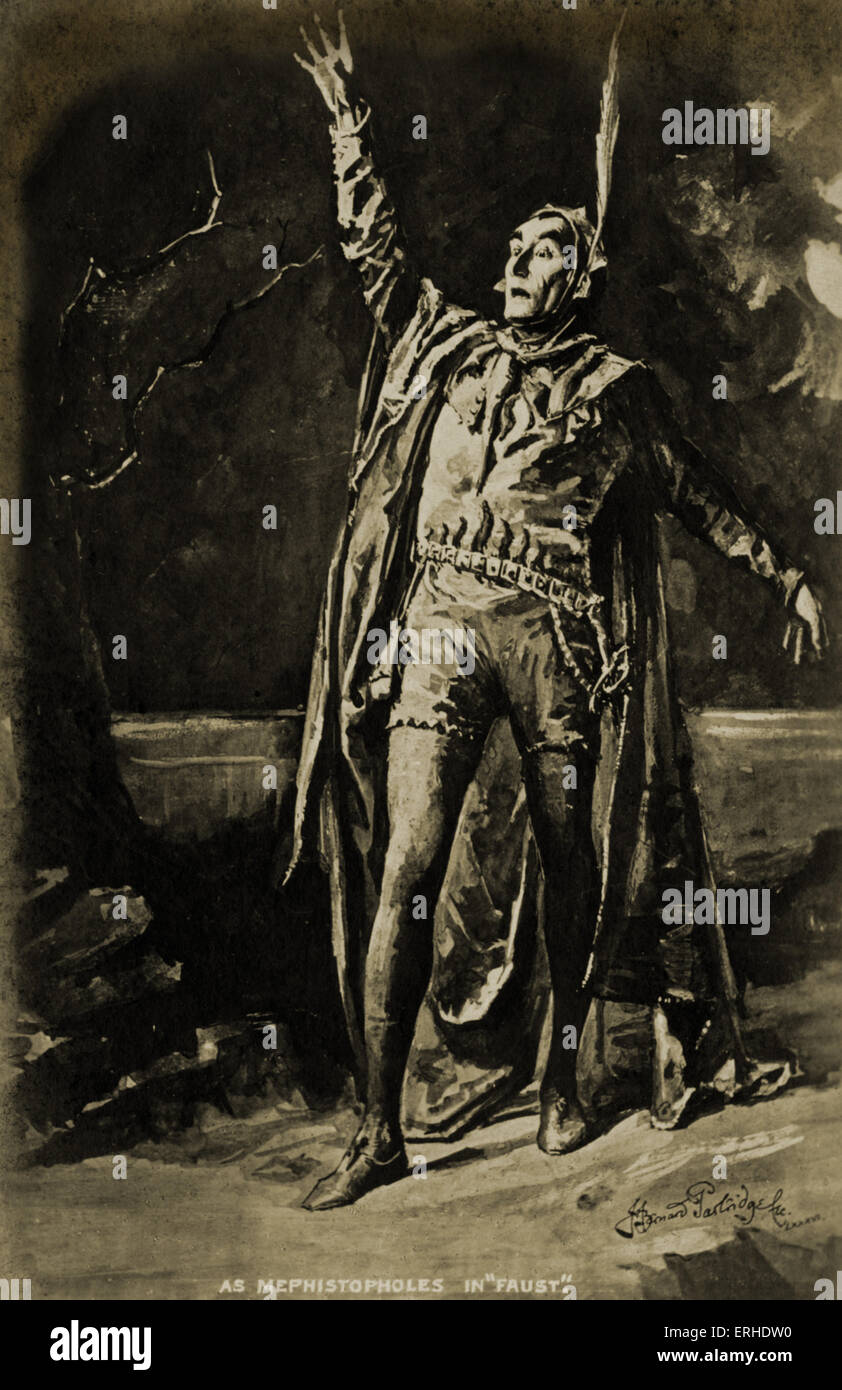 Sir Henry Irving - britischer Schauspieler in der Rolle des Mephisto in "Faust" 6. Februar 1838 - 13. Oktober 1905 Stockfoto