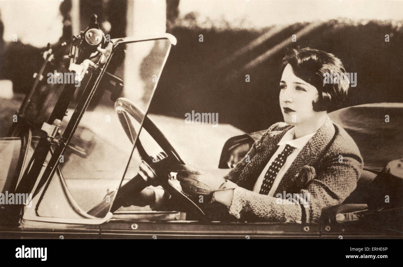 Bebe Daniels, Porträt im Auto. US-amerikanische Schauspielerin, 14. Januar 1901 - 16. März 1971 Stockfoto