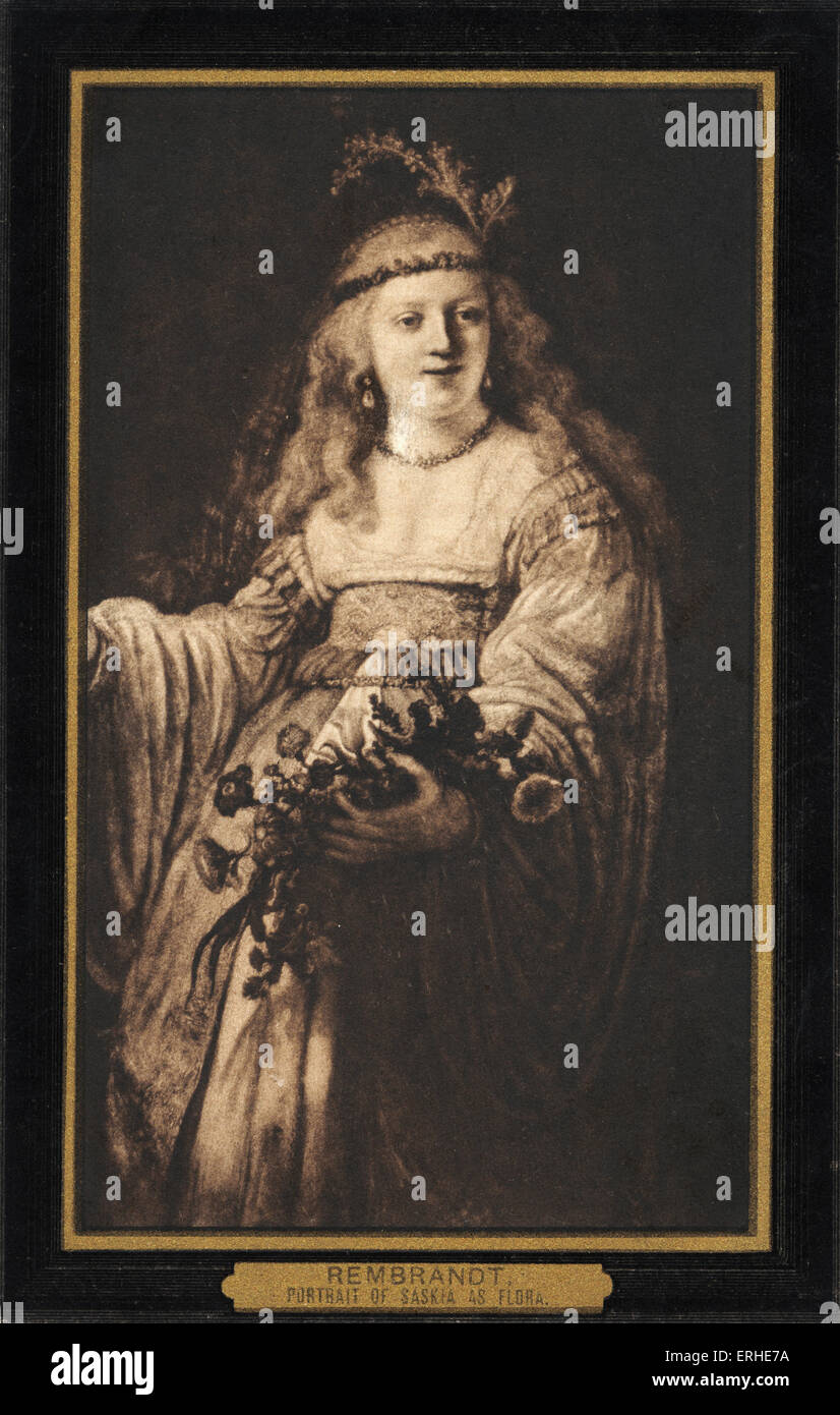 Rembrandt van Rijn - Porträt seiner Frau Saskia als Flora. Niederländischen Barock Maler, Kupferstecher und Zeichner, 1606-1669 Stockfoto