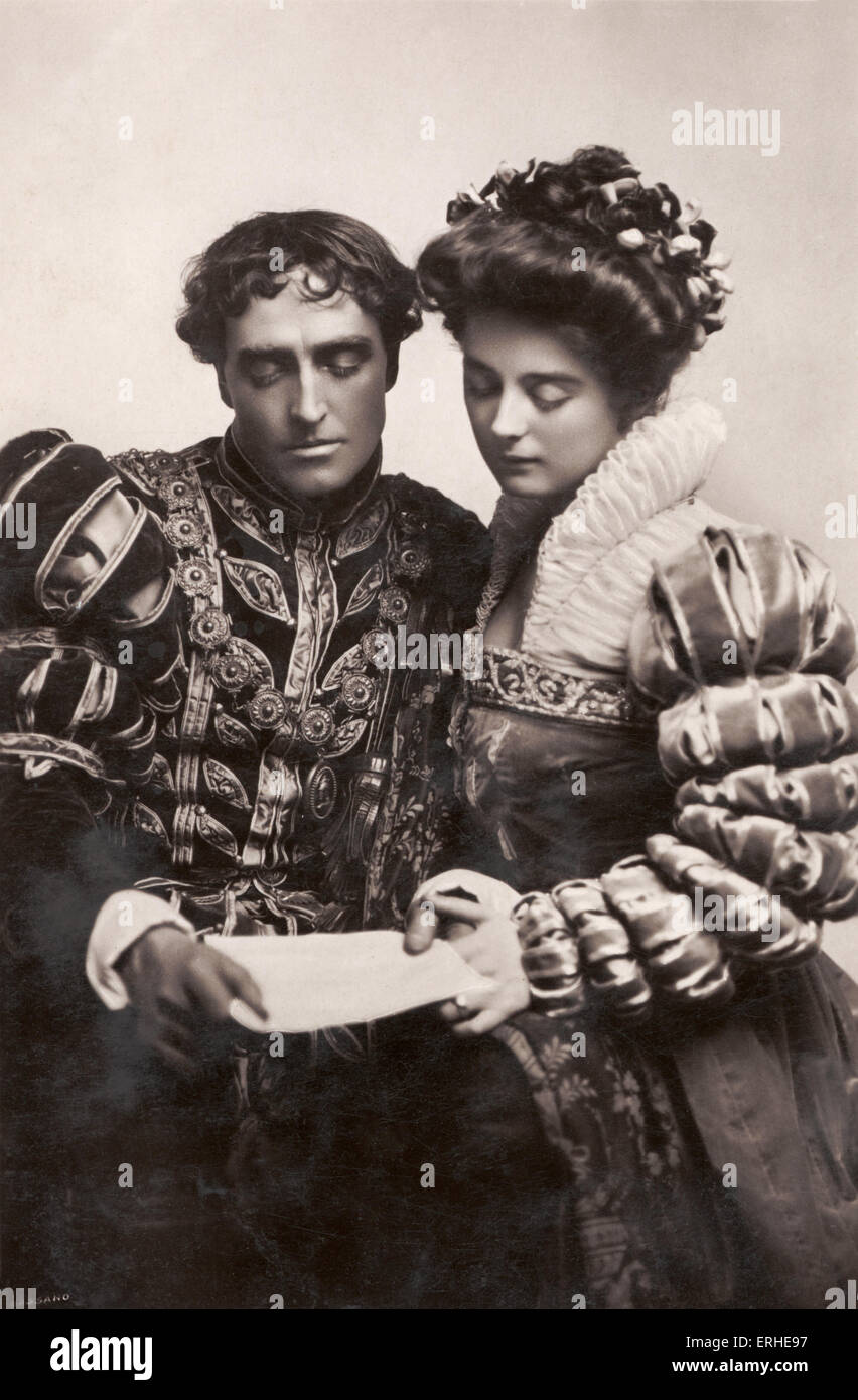 "Der Kaufmann von Venedig" - spielen von Shakespeare.  Basil Gill als "Bassabio" und Alexandra Carlisle als "Portia". Englisch Stockfoto