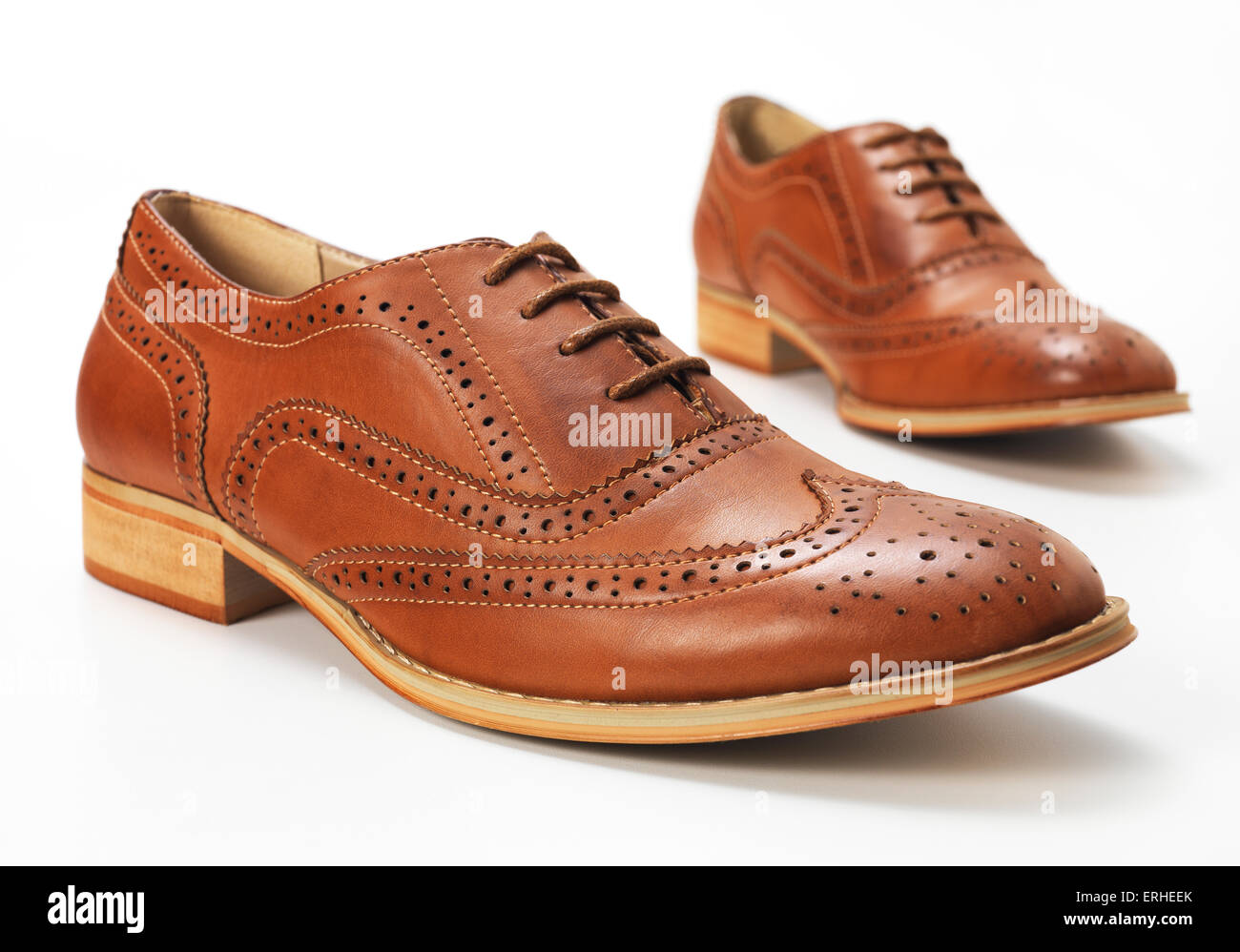 Brown-Brogue isoliert auf weißem Hintergrund Stockfoto