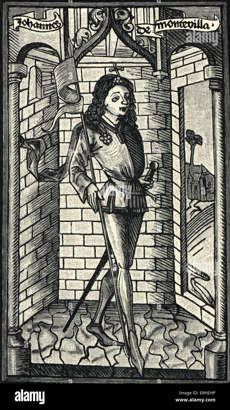 John Mandeville Porträt - aus "Die Reisen des Sir John Mandeville" 1356 Stockfoto