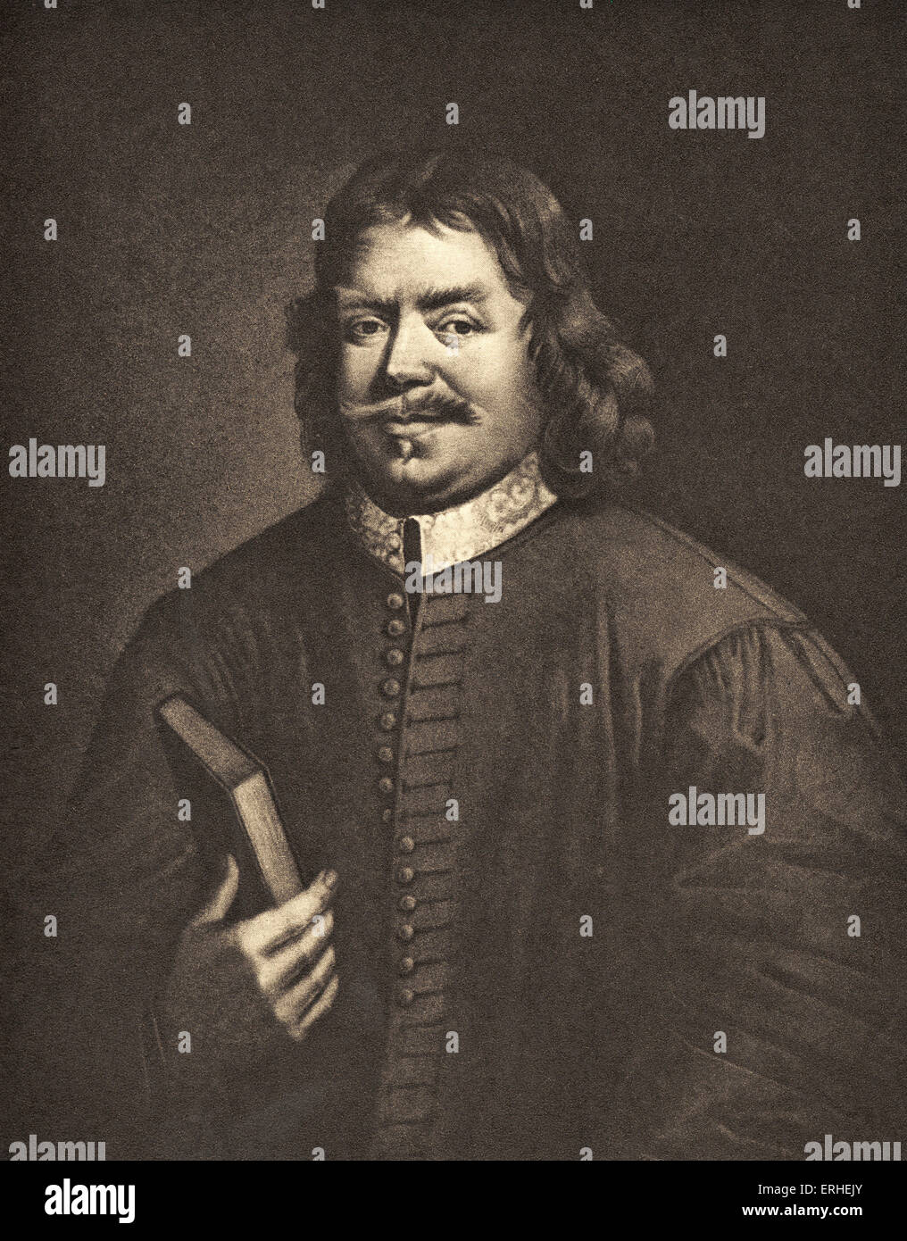 John Bunyan - Porträt nach dem Gemälde von Sadler.  Englischer religiöser Schriftsteller, Prediger, Theologe, Dichter. 1628 - 1688 Stockfoto
