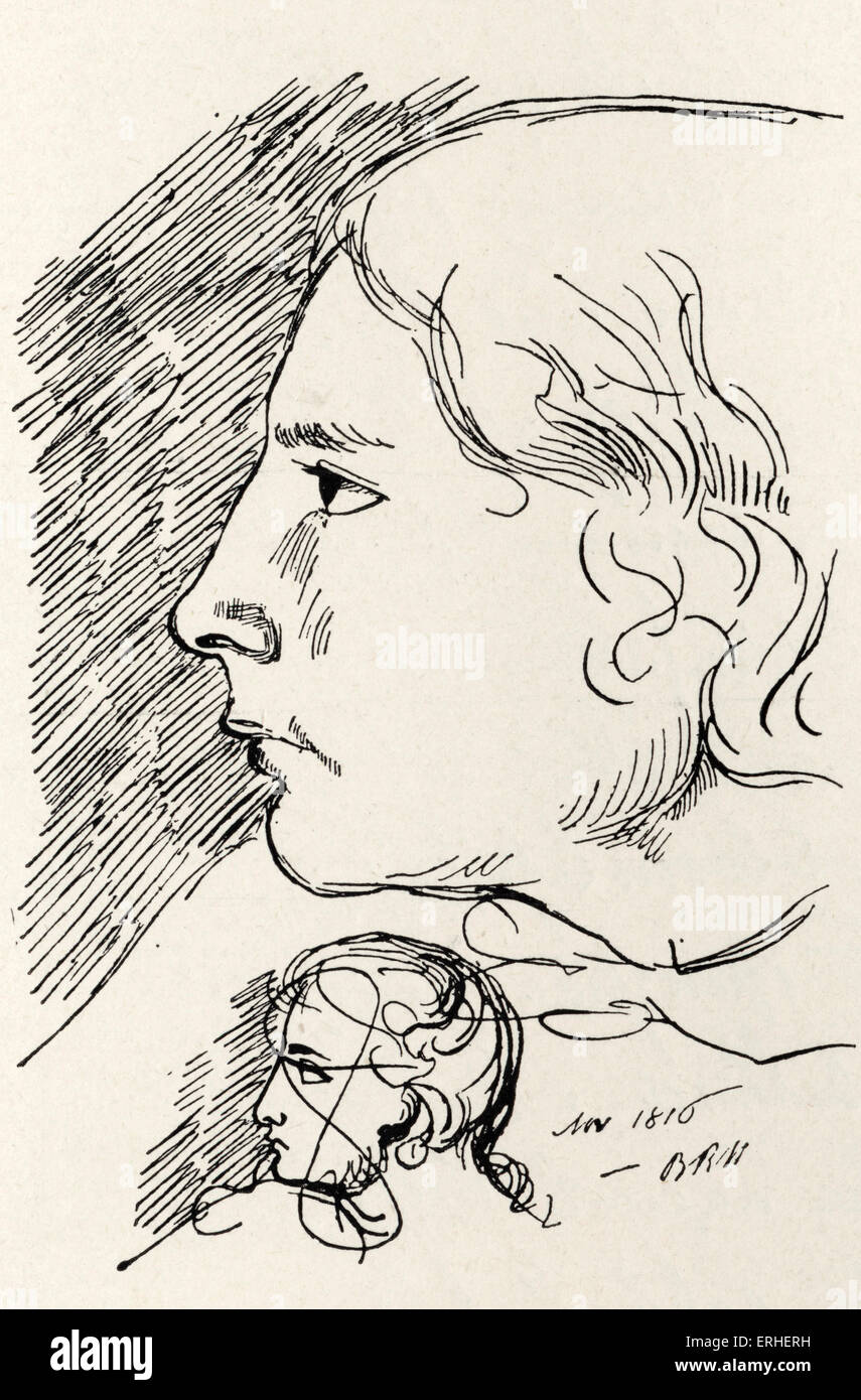 John Keats-von der Skizze von B R Haydon. Englischer Dichter, 1795-1821. Stockfoto