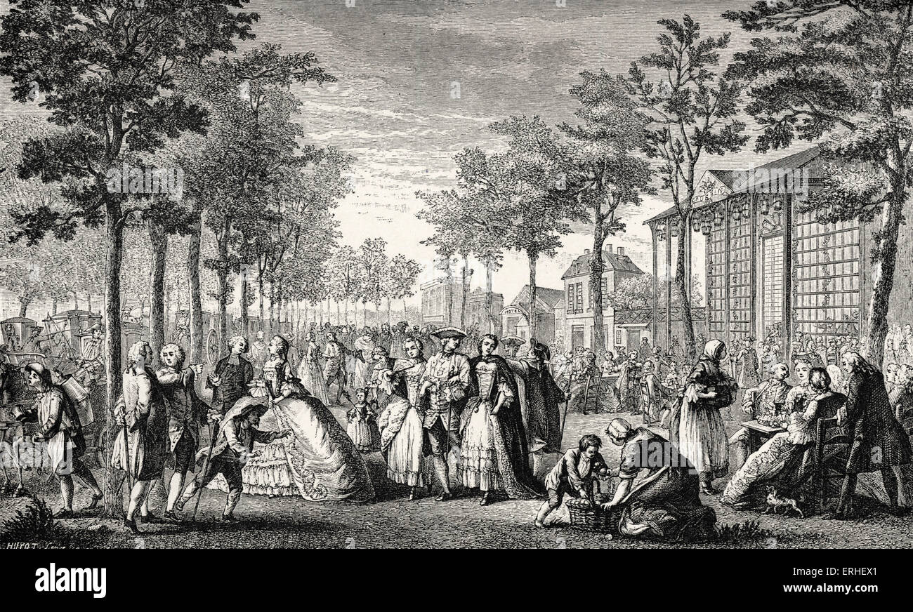 Alltag in der Geschichte Frankreichs: eine modische sammeln im 18. Jahrhundert Frankreich Spazieren / Wandern / Spaziergänge auf der Stockfoto