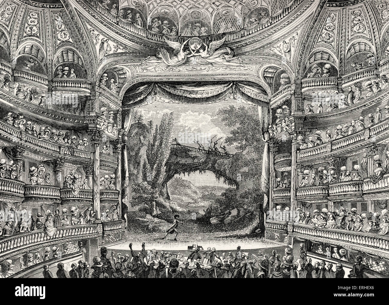 Geschichte des Theaters: The Variétés Amusantes Theater in Paris (jetzt das Théâtre-français), 1789.  Großen Innenraum, modische Stockfoto