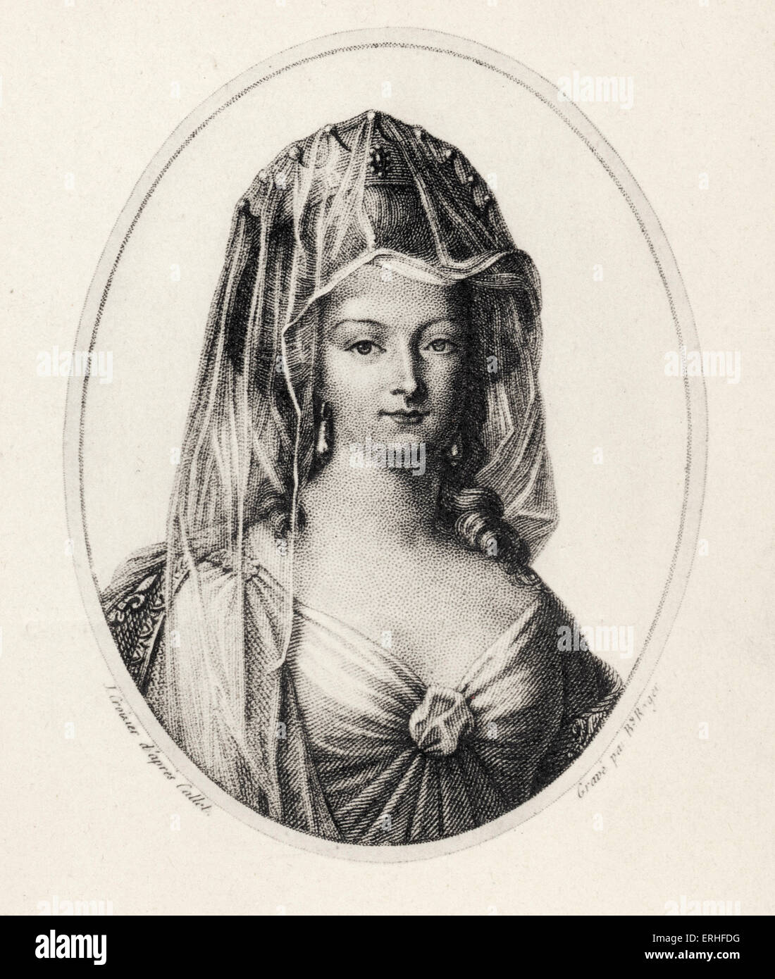 Königin Marie Antoinette von Österreich - Porträt mit Krone.  Verheiratet mit Ludwig XIV.  Tochter von Kaiser Francois ich Stockfoto