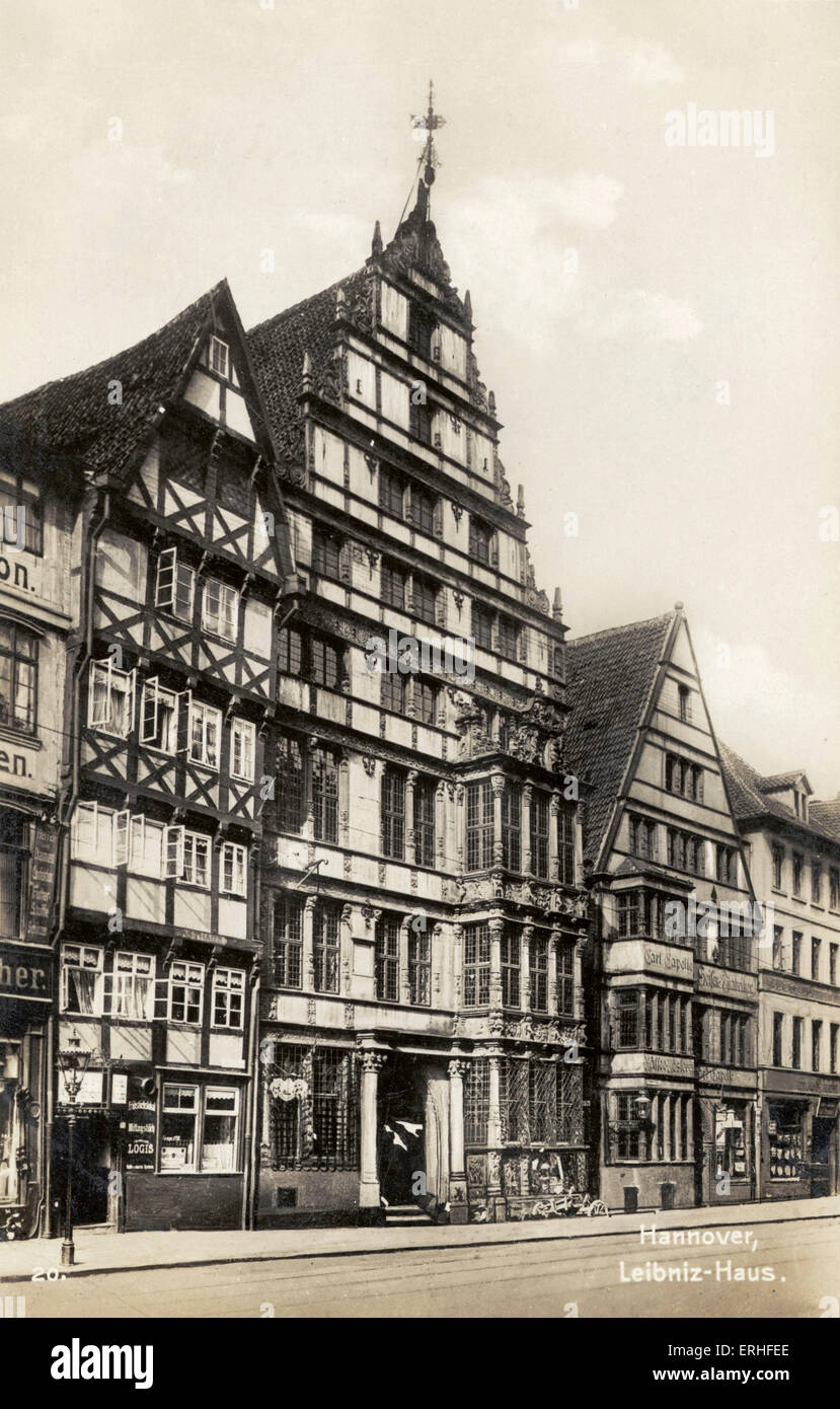 Leibniz-Haus, Hannover - Haus von Gottfried Leibniz - deutscher Philosoph und Wissenschaftler 1. Juli 1646 - 14. November 1716 Stockfoto