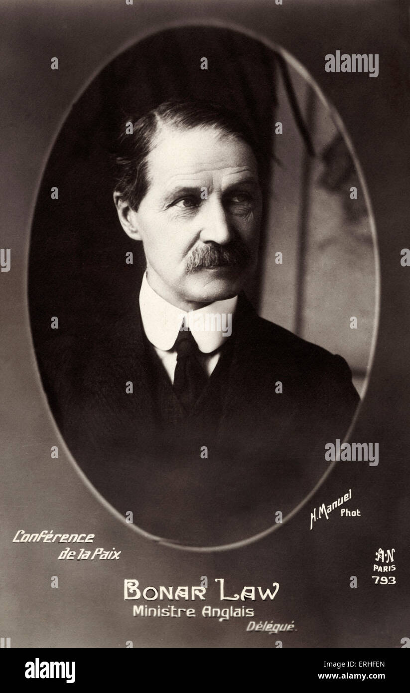 Andrew Bonar Law - Porträt - britischer Politiker und Premierminister (Oktober 1922 - Mai 1923) 16. September 1858 - 30 Oktober Stockfoto