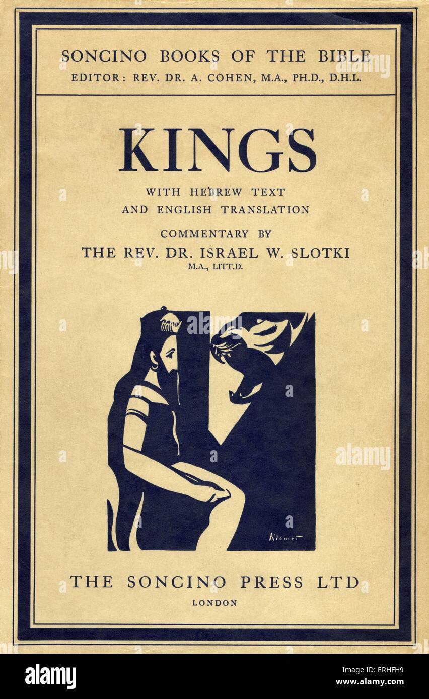 Illustrierte Buchcover von "Könige I und II" von Soncino, London, c.1950 veröffentlicht. Einer der Könige des alten Israel in Holzschnitt von Jacob Kramer. 1892-1962 b.Klincy,Ukraine, d. Leeds Stockfoto