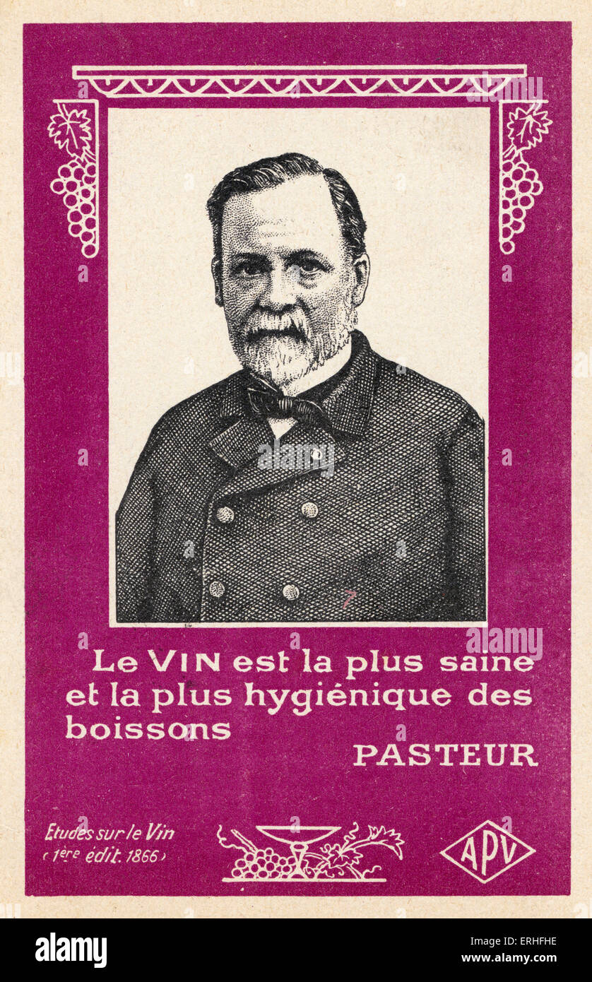 Louis Pasteur - Porträt auf Postkarte. Französischer Mikrobiologe, Chemiker und Begründer der modernen Bakteriologie 27. Dezember 1822 28 Stockfoto