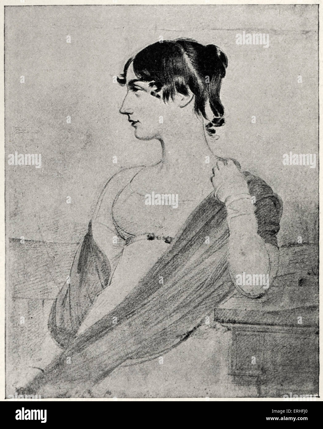 Maria Edgeworth, illustriertes Porträt.  Irischer Schriftsteller. 1. Januar 1767 22. Mai 1849. Aus einer Zeichnung von Joseph Slater Stockfoto