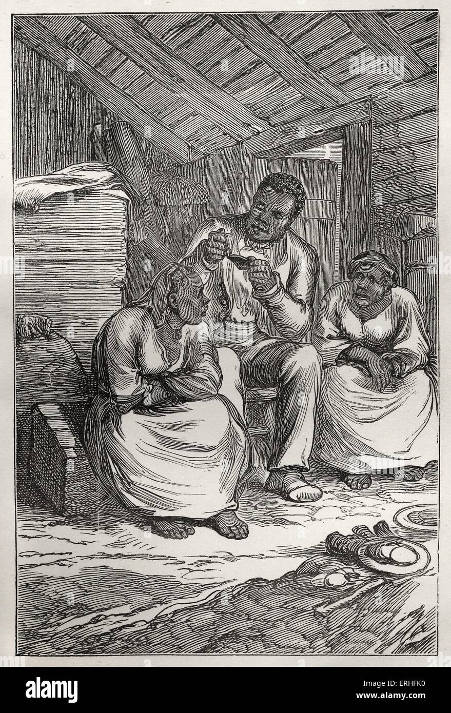 Harriet Beecher Stowes Roman "Onkel Toms Hütte: A Geschichte des Lebens unter der niedrigen '-. Zuerst veröffentlicht 1852.  Illustration aus Stockfoto