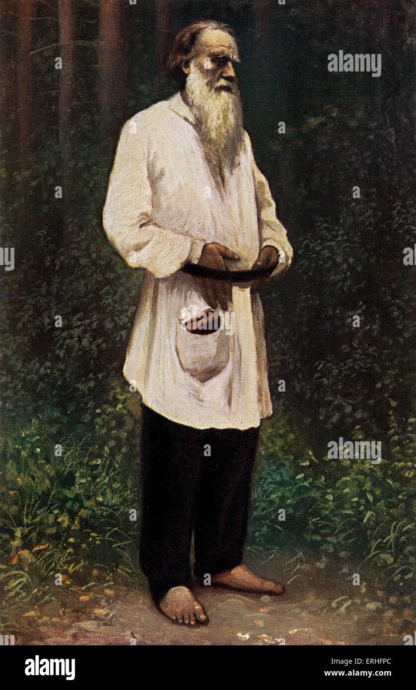 Leo Tolstoy - Porträt der russische Schriftsteller, ästhetische Philosoph, Moralist und Mystiker. 1828-1910. gemalt von Ilja Jefimowitsch Stockfoto