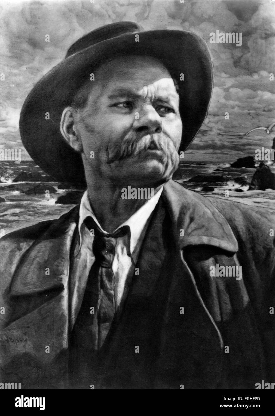 Alexei Maximovich / Maxim Gorky - Porträt des russischen Schriftstellers. Gorki. 28. März 1868 - 14. Juni 1936. Gemalt von Isaac Stockfoto Alexei Maximovich / Maxim Gorky - Porträt des russischen Schriftstellers. Gorki. 28. März 1868 - 14. Juni 1936. Gemalt von Isaac Stockfoto