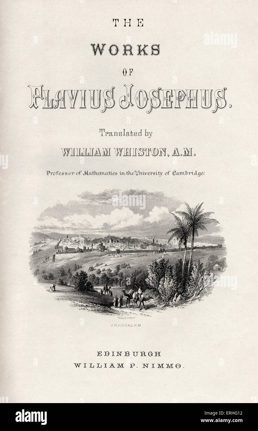 Die Werke von Flavius Josephus übersetzt von William Whiston. Josephus (c. 37 – c. 100) wurde 1. Jahrhundert jüdische Historiker Stockfoto