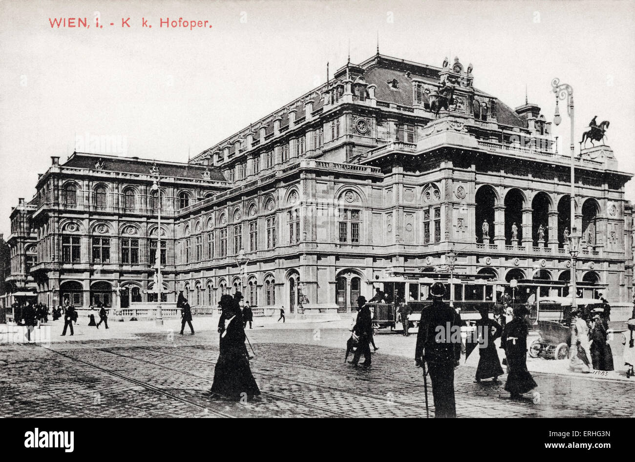 Wiener Staatsoper - Außenansicht aus den frühen 1900er Jahren. Stockfoto