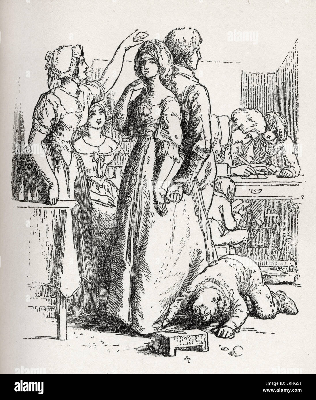 "Der Vikar von Wakefield" - Abbildung aus dem Buch von Oliver Goldsmith.  Bildunterschrift lautet: "dann würde die arme Frau manchmal Stockfoto