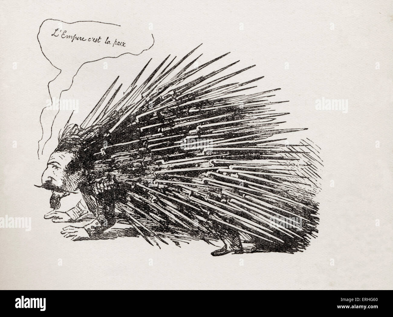 "Das französische Stachelschwein" - Karikatur des französischen Kaiserreichs unter Napoleon III von Punch Magazine. Bildunterschrift lautet: "vielleicht ist er ein Stockfoto