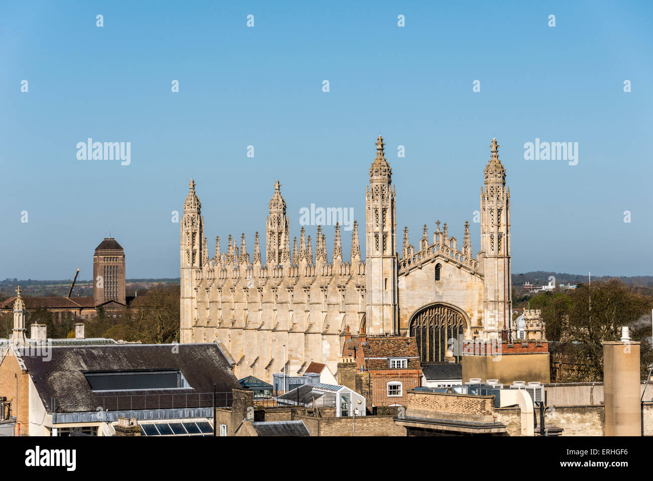 Über die Dächer von Cambridge in die Kapelle des King es College der Universität Cambridge Stockfoto