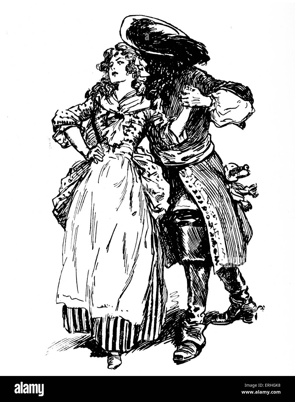 Lorna Doone - Illustration aus dem Roman des englischen Schriftstellers, Richard Doddridge Blackmore, der ein Mann und eine Frau, die einander Stockfoto