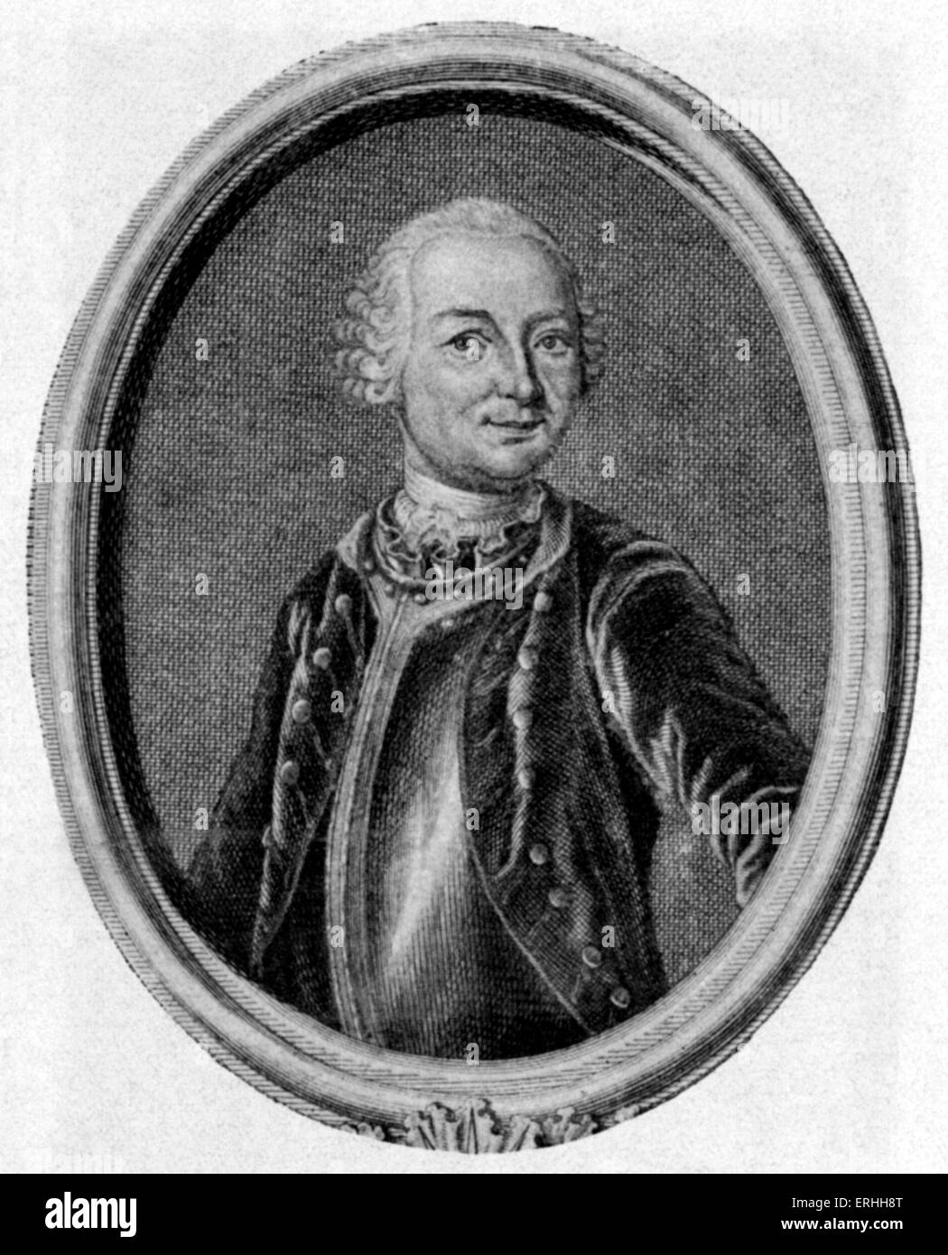 Ewald Christian von Kleist - Porträt des deutschen Dichters, 1751. 1715-1759 Stockfoto